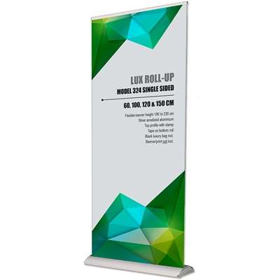 Lux Roll-up, sølv, enkeltsidet, inkl. banner og print