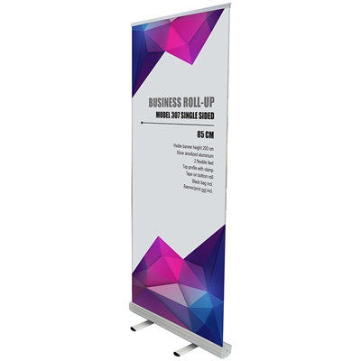 Business Roll-up kassette, enkeltsidet, 85 cm, alu/sølv, inkl. taske
