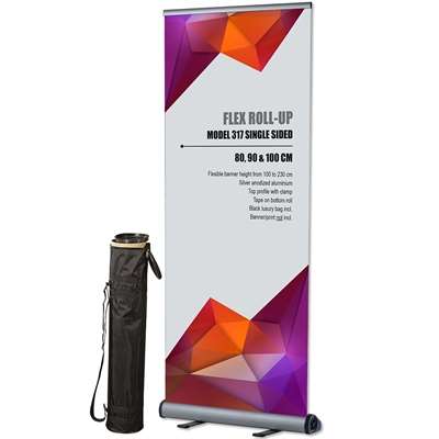 Flex Roll-up, sølv, enkeltsidet, inkl. banner og print