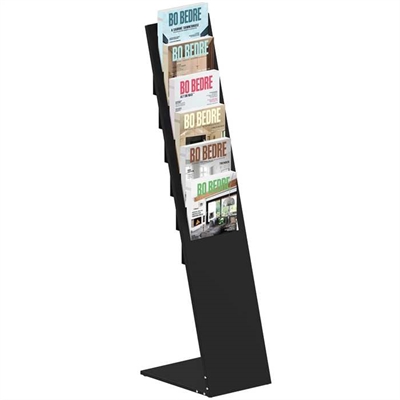 Design Stand brochure holder i stål  A4/M65 med 6/12lommer, sort 