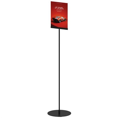 Design Stand, gulv skilt med akrylholder, vertikal  A4, sort, 132cm høj