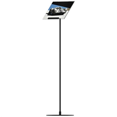 Design Stand. gulv skilt med 50 grader vinklet holder, horisontal A4 akrylholder, sort