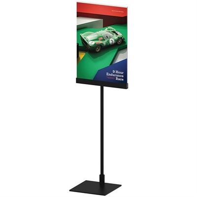Design Stand, bord skilt med akrylholder vertikal A4, sort
