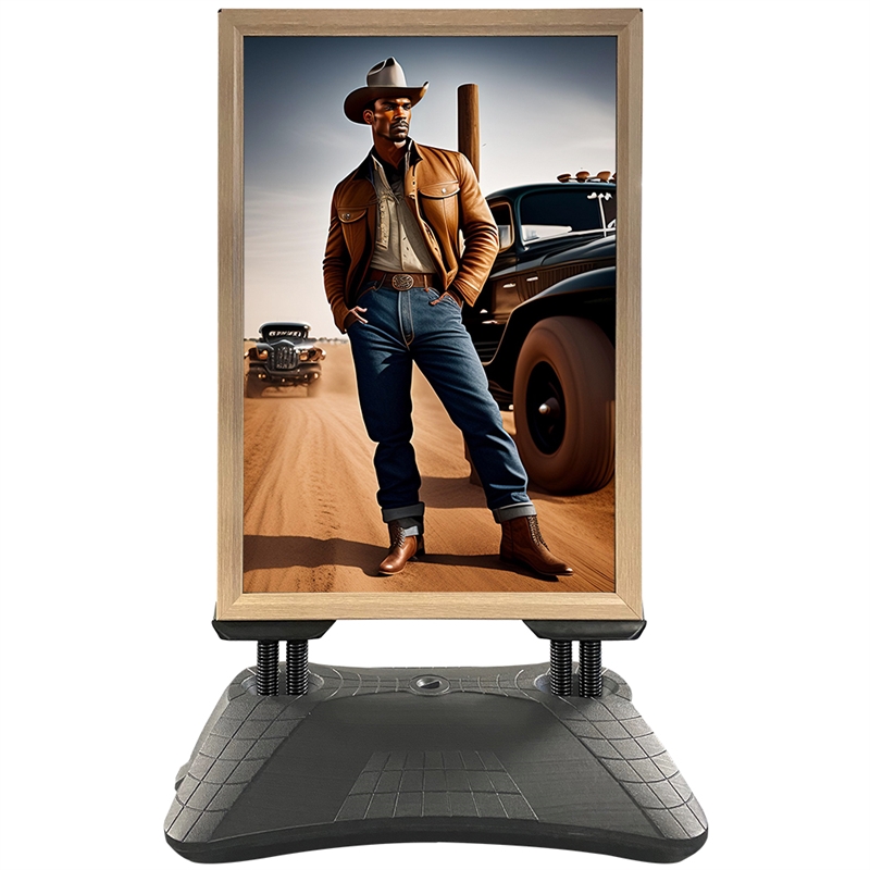 Stilfuldt Wind-Pro Waterbase Gadeskilt i Grå/Light Wood - A1 Størrelse