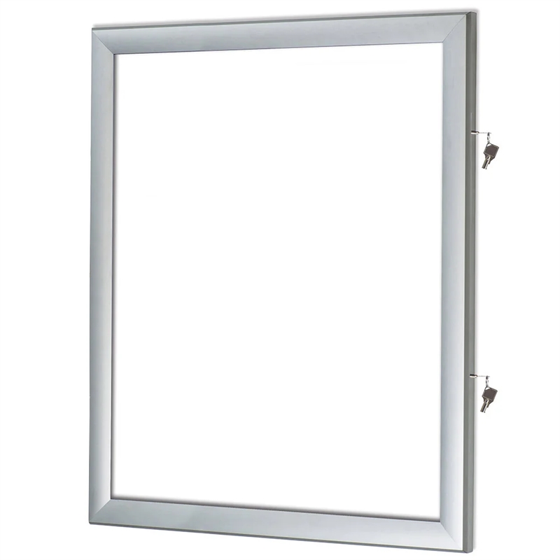 Infobox med magnet, 9 x A4, D27 mm, alu/sølv