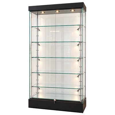 Vitrine Glasskab med Lys & Lås - Showcase Frameless Glasmontre, Sort