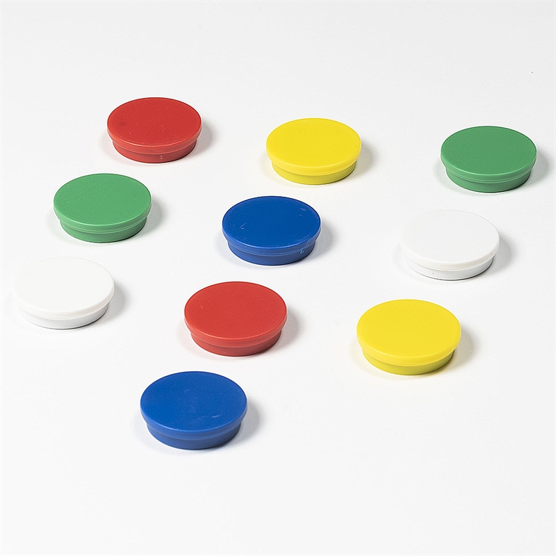 10 stk. farvede magneter, Ø 35 mm