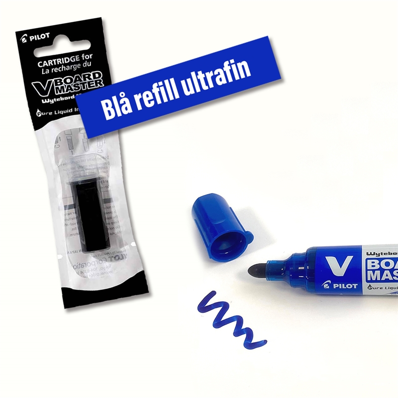 Refill til ultrafin whiteboardmarker fra Pilot, blå