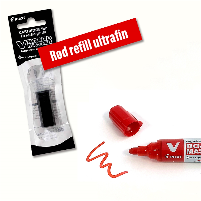 Refill til ultrafin whiteboardmarker fra Pilot, rød
