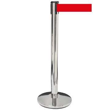 Sølv Afspærringsstolpe - 1 Stander med 3 meter rødt bånd